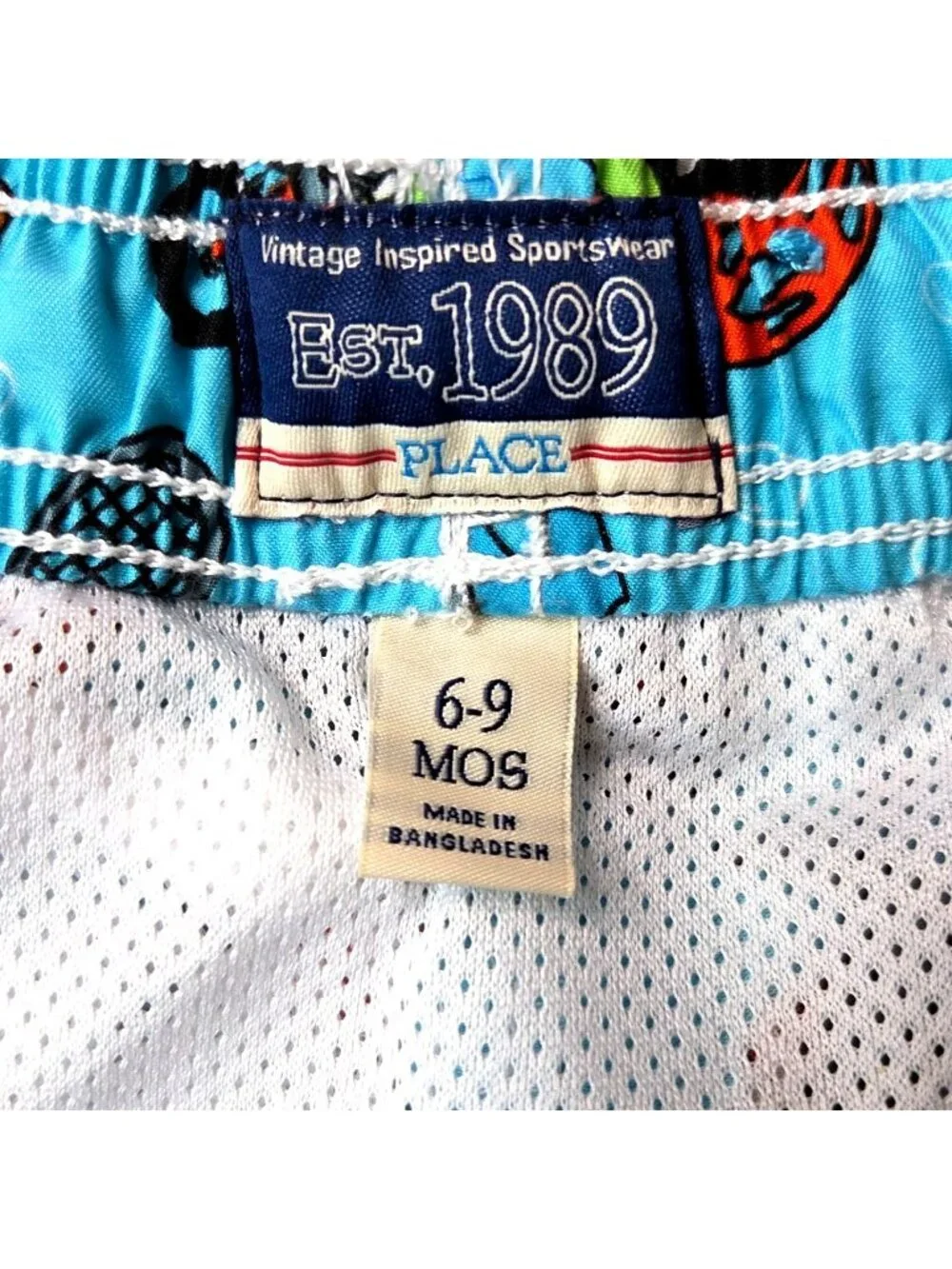 Vintage Inspired Baby Swim Trunks 6-9 Mos Elastic Waist Fish & Octopus Print  Es